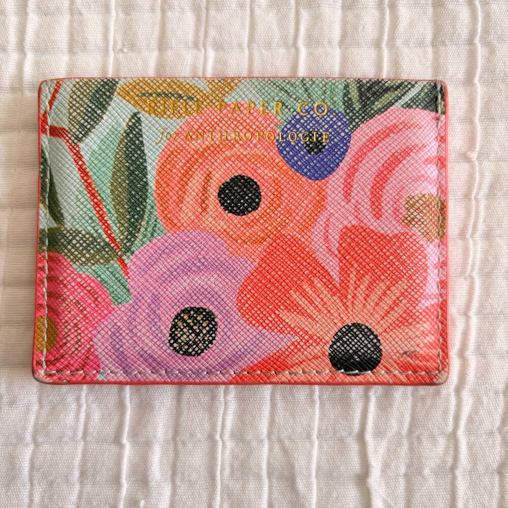 Anthropologie Floral Card Wallet in Pink, Coral, Purple, Green, Black